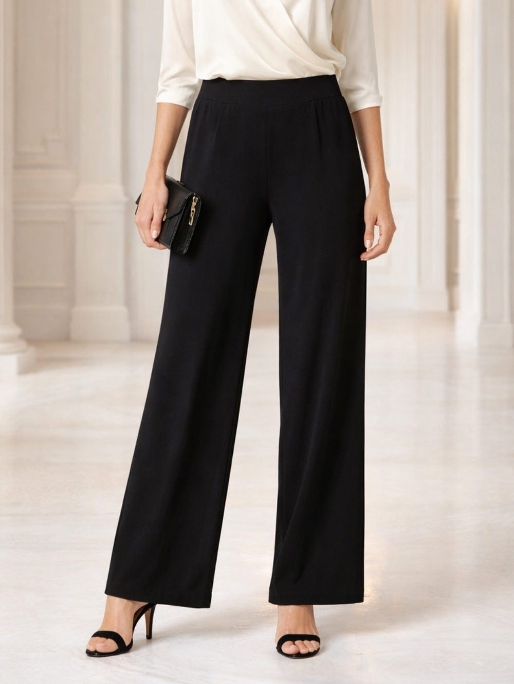 Nally & Millie Black Wide-Leg Pull-On Pants Size XL NWT